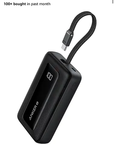 Anker Zolo Power Bank,10,000mAh 30W Portable Charger Built-In USB-C Cable
30W High-Speed Battery Pac