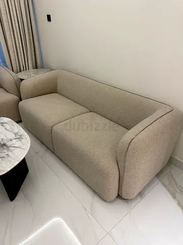 Modern Beige Bouclé Sofa Set – 1 Two-Seater + Armchair