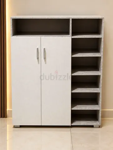 Compact Shoe Cabinet with Open Shelves and Closed Storage