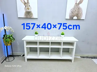 White Storage Console/ tv Shelf Unit - 157 x 40 x 75 cm
