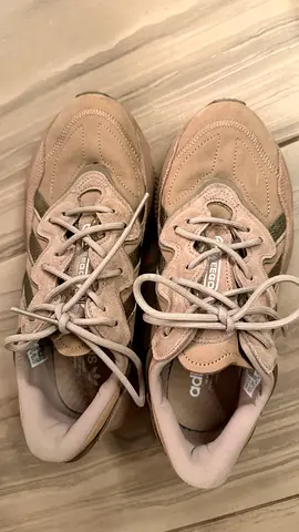 Used Adidas pink/beige women's sneakers - size unknown, good condition
