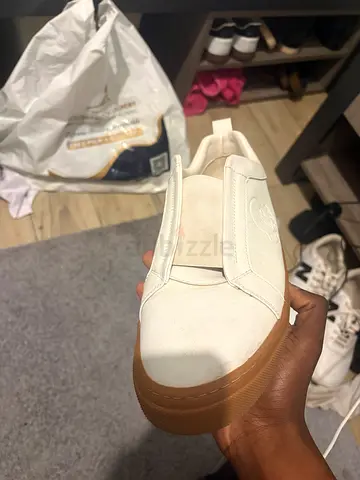 White slip-on sneakers with gum sole - lightly used