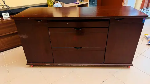 Wooden Sideboard / Buffet Cabinet with Drawers and Cupboards - Dark Brown