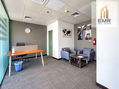 Glass partition-Premium furnished office-reception & Pantry-prime location