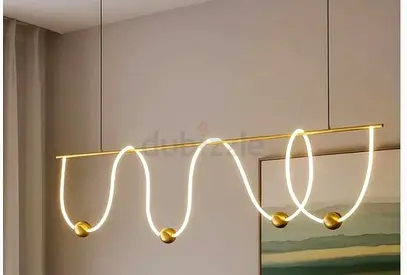 Modern Gold Wave LED Pendant Light - 4 Globe Linear ChandelierSize 1.5cm 3color Led
