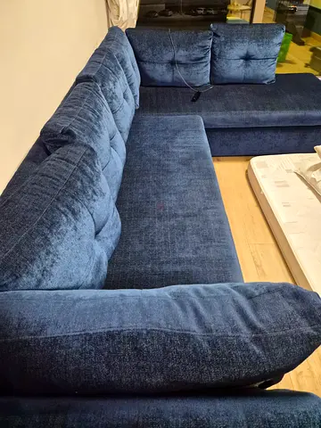 Blue Velvet 3-Seater Sofa - Good Condition