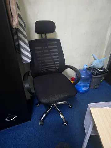 Combo - Ergonomic Mesh Office Chair with Headrest - Right arm broken. Study desk with small storage