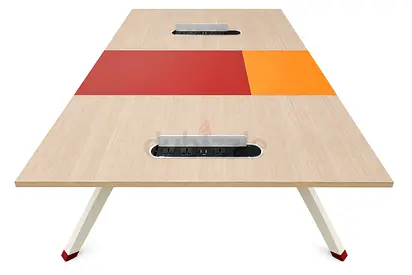 IKEA Modern Office Meeting Table with 2 Built-In Power Outlets – Light Wood Finish
