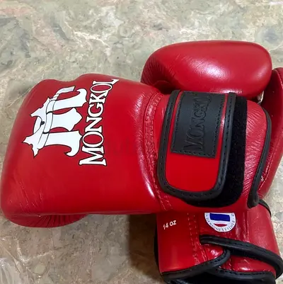 Pair of Mongkol Red Boxing Gloves - 14 oz, Never used