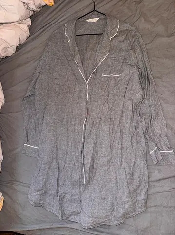 Grey long cotton pajama shirt / sleep lounge top, gently used