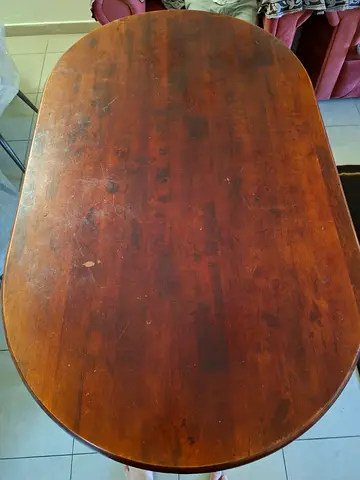 Solid Wood Oval Dining Table - Used, Needs Refinishing