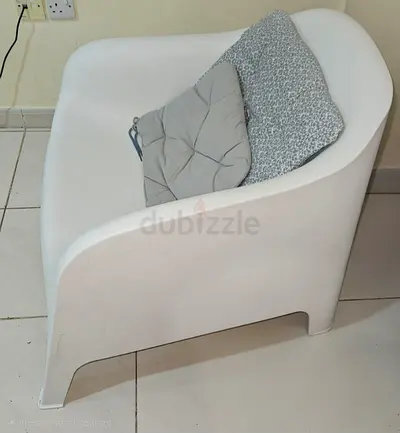 White modern single armchair - sturdy plastic frame - IKEA [ 2 chairs]