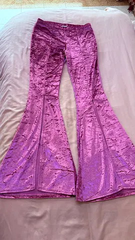 Pink crushed velvet bell-bottom trousers, with slit down the front - size S/M - from San Francisco