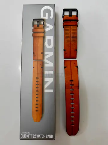 Garmin QuickFit 22mm Chestnut Leather Watch Band - Genuine Leather