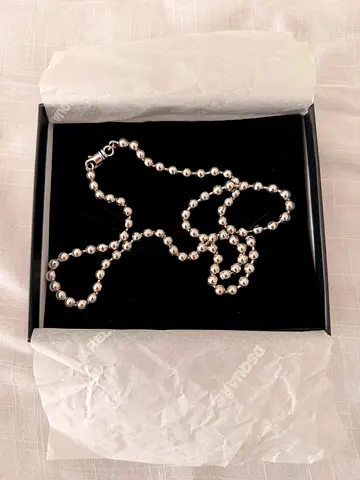 Sterling silver beaded chain necklace — 24" (approx) in gift box