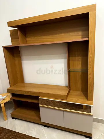 Wooden TV unit with storage - good condition