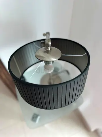Black Drum Pendant Light with Fabric Shade - Good Condition