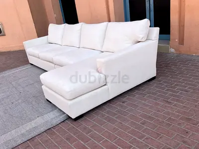 Top quality Crate&Barrel Axis feather filled L Shape Sofa Beige