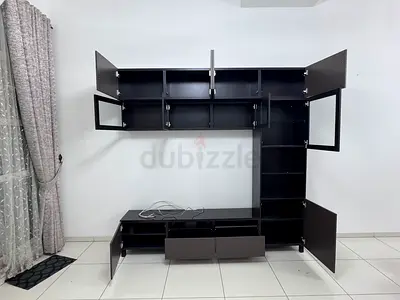 Large Black Entertainment Center / TV Wall Unit - Good Condition