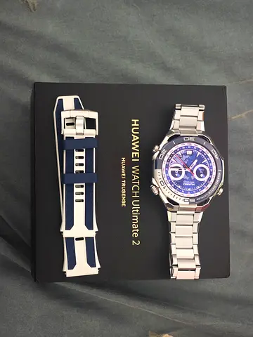 Huawei Watch Ultimate stainless steel smartwatch - with navy blue additional strap