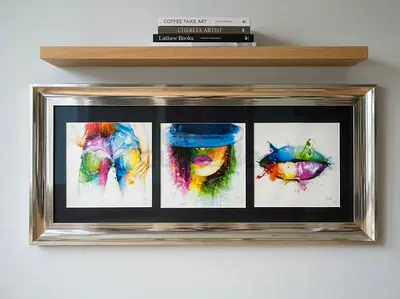 Artist Patrice Murciano, triple-panel framed art (110 x 55 cm)