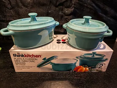 Set of 2 Mini Oval Bakers - Thinkkitchen ceramic mini casseroles NEW