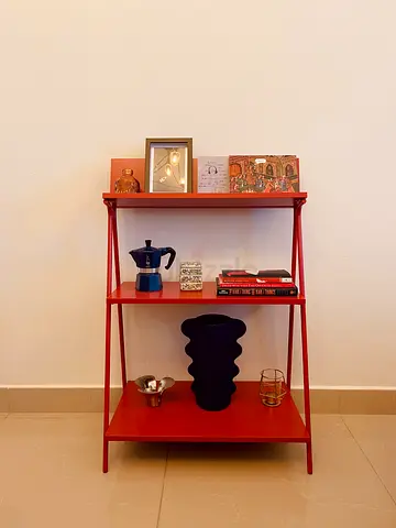 Red 3-Tier Display Shelf / Side Table - Compact and Stylish