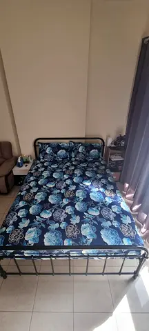Metal Frame Queen Bed with Mattress - Good Condition