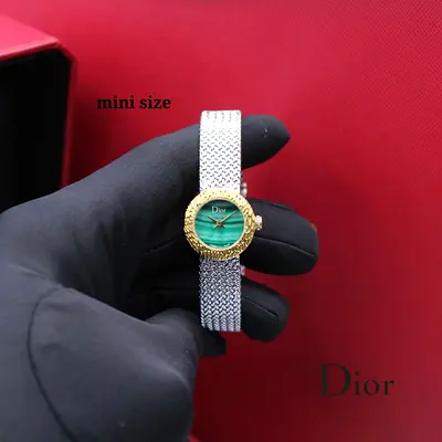 Dior mini gold-tone ladies wristwatch with green dial