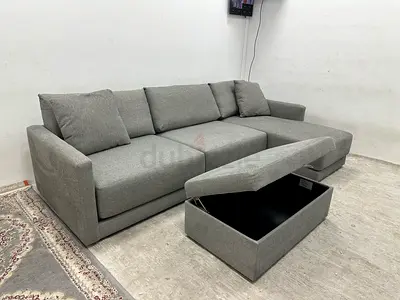 Selling crate&barrel lshape sofa with footstool