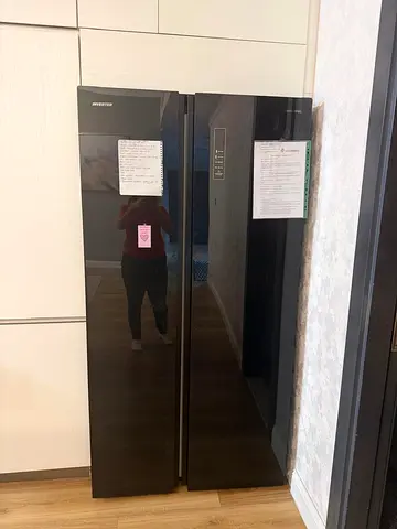 Black Side-by-Side Refrigerator — Good Working Condition