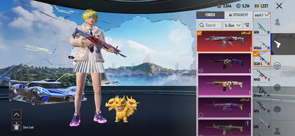 PUBG Mobile account with rare weapon skins and vehicle cosmetics