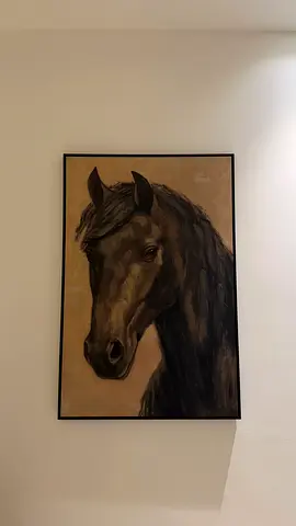 Large Framed Horse Wall Art – Neutral Brown Tones