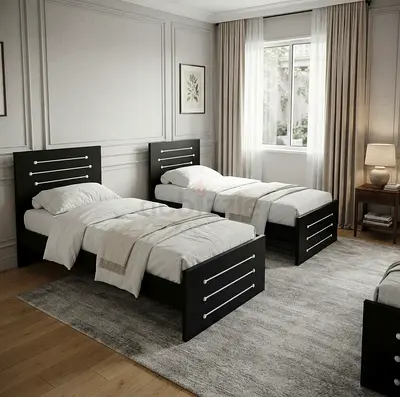 Solid MDF Wooden Single Bed With Mattress