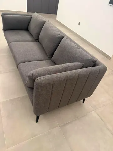 Modern 3-Seater Grey Fabric Sofa + armchair