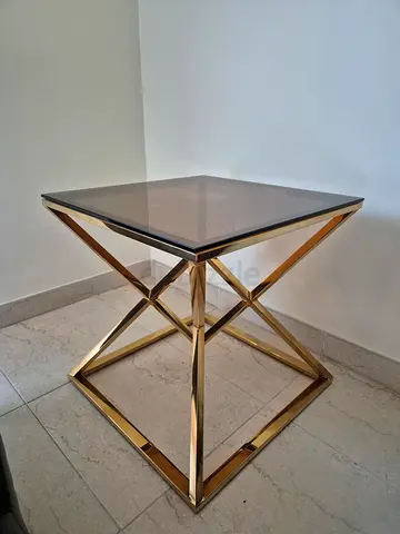 Gold & Smoked Glass Side Table