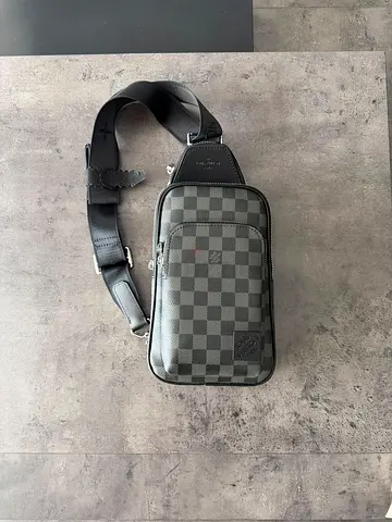 Brand New Men's designer-style checkered sling crossbody bag - single strap