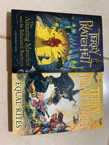 Pair of Terry Pratchett Discworld novels: The Amazing Maurice & Equal Rites