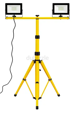 Dual LED Work Light on Adjustable Tripod - Portable Construction Floodlight