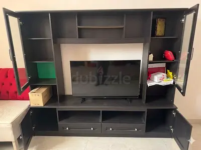 Large Dark Wood Entertainment Center / TV Unit with Storage