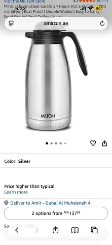 Milton Stainless Steel Thermal Flask / Carafe - 2L, Silver