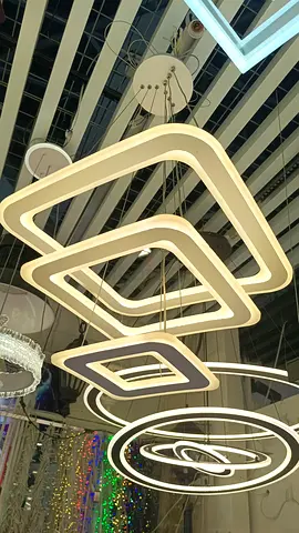 Modern geometric LED ceiling chandelier - 4-tier square design