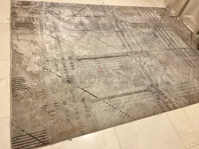 Grey Modern Abstract Area Rug - Large, Good Condition