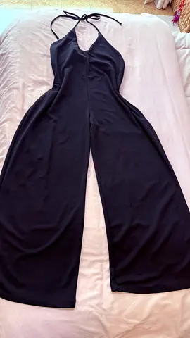 Black halter-neck wide-leg jumpsuit - size S/M - from ASOS