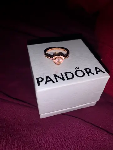 Pandora rose gold heart ring with center stone - size 50
