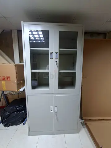 Metal storage cabinet with glass doors -File Locker