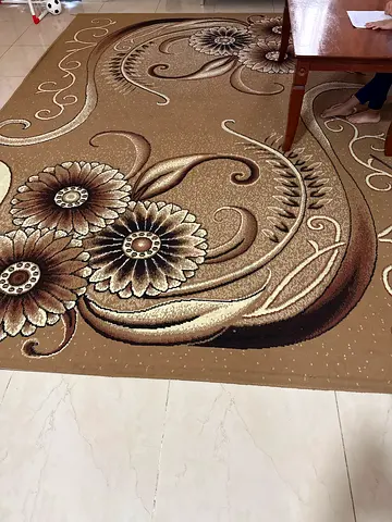 Beige floral patterned area rug — good condition