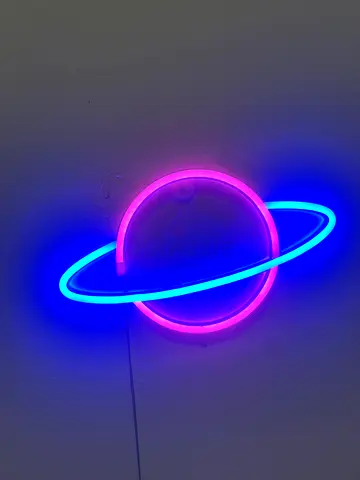 Neon Planet Wall Light - Pink & Blue Decorative LED Sign
