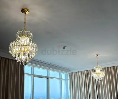Urgent selling 2 Chandeliers with 3 colours light