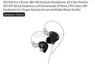 KZ ZS10 Pro 5-Driver In-Ear Monitor Earphones (Matte Black, No Mic)